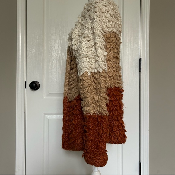 Oversized Slouchy Women’s Color Block Chunky Open Front Cardigan Sweater Medium - Picture 3 of 10